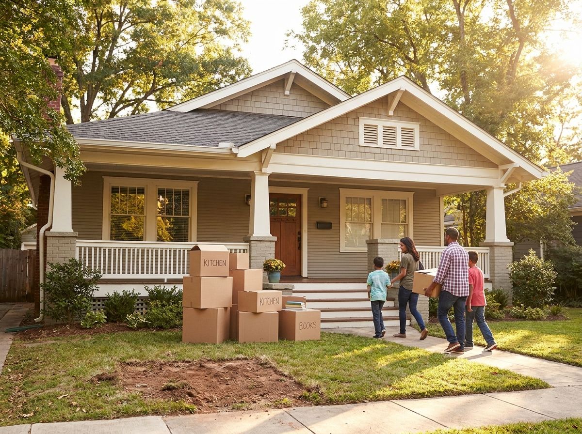 Family moving into a new home
